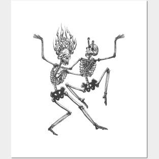 WHITE DANCING SKELETONS Posters and Art